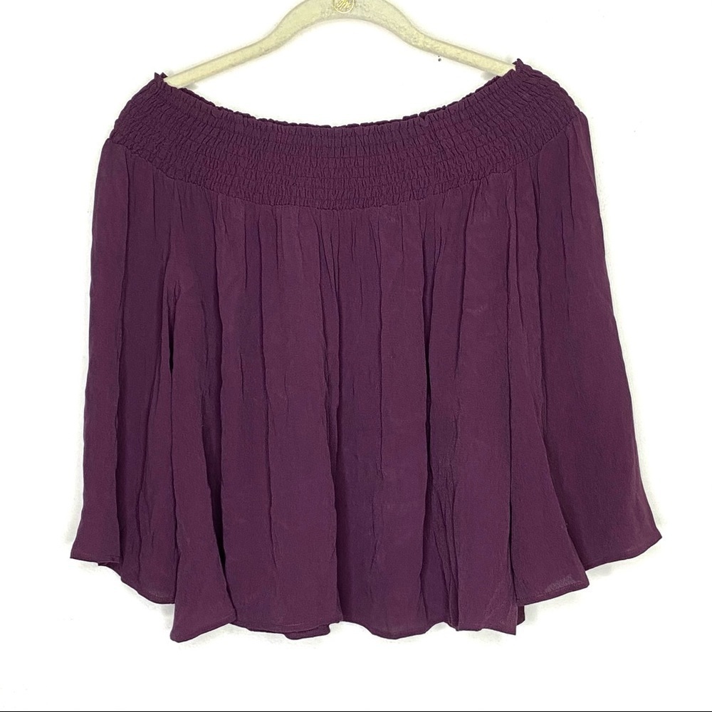 Talula Aritzia Marcilly off shoulder blouse plum